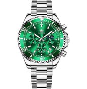 Resim Rogfer Olevs 2870 Erkekler Çok Fonksiyonlu Kronograf Üç Gözlü Su Geçirmez Kuvars Saat Yeşil Gümüş Çok Renkli Çok Renkli 