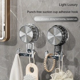 Resim 1 Adet Ağır Hizmet Tipi Yapışkanlı Vantuz Kancası - Matkap Gerektirmeyen, Döner, Banyo & Mutfak İçin Hasarsız Kurulum - Havlular, Fırçalar ve Küçük Eşyalar İçin İdeal, Banyo İçin Havlu Tutucu 