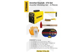 Resim RTRMAX RTM520SET Inverter Kaynak Makinası - 6'lı Set -Eldiven-Çekiç-Gönye-Tel Fırça-Kesici Disk 