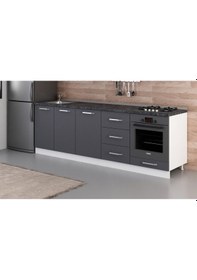 Resim Minar 250 Cm Mutfak Dolabı Beyaz Antrasit 250-A3-Alt Modül Beyaz 