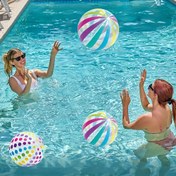 Resim 1 adet Canlı Gökkuşağı Çizgili Plaj Topu - Renkli Polka Dots Şişme Havuz Oyuncak, Doğum Günü Partileri ve Yaz Şenlikleri için Mükemmel, Su Geçirmez PVC Malzeme, Havuz ve Plaj Oyunları için İdeal, Plaj Partisi Aksesuarı | Eğlenceli Tasarım | Dayanıklı Havuz Oyuncak, Plaj Aksesuarları 