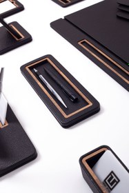Resim Capella Deri Sümen Takımı 10 Parça Kapaklı Model Tekli Evrak Raflı 