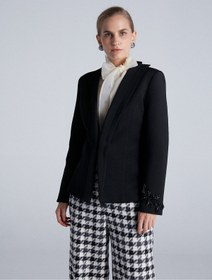 Resim amille Classy Kol İşlemeli Siyah Scuba Blazer Ceket 