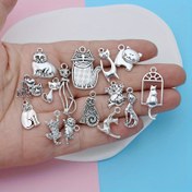 Resim 15 adet 10 adet Küçük İşletme Malzemeleri Karışık Kedi Şansları El Yapımı El Sanatları Kolye Yapımı Vintage Tibet Gümüş Renk DIY Bileklik Kolye Küpe 