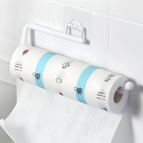 Resim 1 adet/2 adet/takım - Mutfak çok fonksiyonlu mendil rafı, banyo deliksiz havlu rafı, banyo plastik rulo kağıt rafı, asma raf, plastik film saklama rafı, kumaş saklama rafı, duvara monte edilebilir havlu rafı, mutfak ve banyo aksesuarları 
