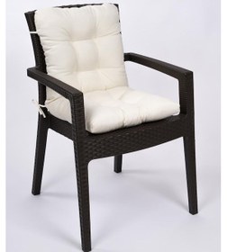 Resim Altınpamuk Neva Pofidik Arkalıklı Özel Dikişli Bağcıklı Sandalye Minderi 44x94 CM Krem 