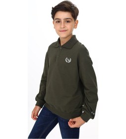 Resim Toontoy Kids Toontoy Erkek Çocuk Polo Yaka Tnty Baskılı Sweatshirt Haki 