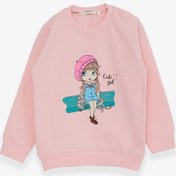 Resim Breeze Kız Çocuk Sweatshirt Sevimli Kız Baskılı 1.5-5 Yaş, Pudra 