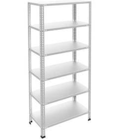 Resim Rafburada 6 Katlı Galvaniz Çelik Raf - Depo, Arşiv, Kiler, Dosya, Market Rafı-31x93 cm-250 cm-1.00 mm 