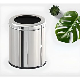 Resim Krom Çemberli 5l Paslanmaz Çöp Kovası Ev Ofis Banyo Mutfak Balkon 