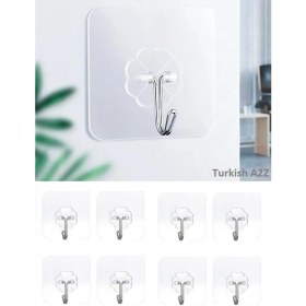 Resim Greathings 12 Adet Kendinden Yapışkanlı Şeffaf Askı Banyo Mutfak Dolap Askısı 6x6 cm 