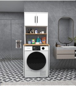 Resim Iboda Üst Dolaplı Çok Amaçlı Çamaşır Makinesi Dolabı Çam & Beyaz Atlantik Çam - Beyaz 