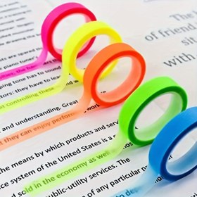 Resim 5 ADET Renkli Yapışkan Not Bandı, Yırtılabilir Kırtasiye Bandı, Öğrenciler İçin Şeffaf Yapışkan Not Bandı, Su Geçirmez El Hesabı Çıkartmaları DIY Dekorasyon 