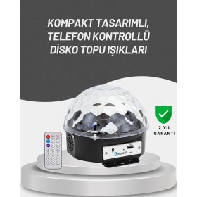 Resim Uzaktan Kumandalı Rgb LED Disko Topu Bluetooth Hoparlörlü 