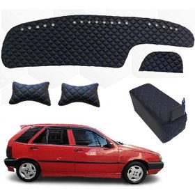 Resim Fiat Tipo Kolçak + Boyunluk + Göğüs Halısı Siyah-Mavi (503402670) 