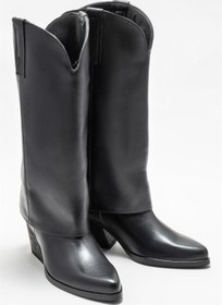Resim Elle Shoes Siyah Deri Western Çizme 