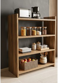 Resim 4 Raflı Ahşap Ayakkabılık - Çok Amaçlı Dekoratif Raf, Organizer 68 X 80 Cm Atlantik Çam 
