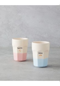 Resim Shine Day Seramik 2'li Bardak 280 Ml Pembe - Mavi Diğer 