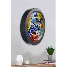 Resim Bahat Salon Ofis Duvar Saati Gri Metal Çerçeve 36 cm 