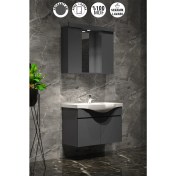 Resim Özceden Yıldız Banyo Dolabı 80 cm Komple Antrasit Gri Mat 