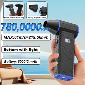 Resim 7800000RPH Yüksek Güçlü Turbor Jet Fan, 4 Hızlı Rüzgar Hızı Elektrikli Hava Duster, USB Şarj Edilebilir Pil ile Dijital Ekran, El Tipi Mini Fan Saç Kurutma Makinesi, Araba Toz Temizliği, Açık Hava, Bilgisayar Klavyesi, Siyah Toz Temizleme Fanı 
