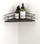 Resim Tekno-tel YAPIŞKANLI BANYO KÖŞE RAFI MAT SİYAH GRENA SERİ ST124 