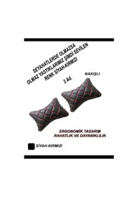 Resim Ubıshe Uyumlu Araç,araba,oto Boyun Yastığı Kırmızı Siyah 