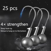 Resim 25 Adet Keskin Kancalar ve Barbeler, 4 Kat Güçlendirilmiş Kurşun Jig Başlıkları, Takılma Karşıtı Balıkçılık Takımı Aksesuarları, Balıkçılık Kancaları 