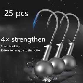 Resim 25 Adet Keskin Kancalar ve Barbeler, 4 Kat Güçlendirilmiş Kurşun Jig Başlıkları, Takılma Karşıtı Balıkçılık Takımı Aksesuarları, Balıkçılık Kancaları 