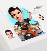 Resim Kişiye Özel Bay Baterist Karikatür 240 Parça A3 Puzzle - 1 