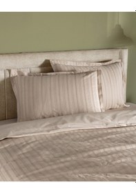 Resim Madame Coco Nicole King Size %100 Pamuk Armürlü Nevresim Takımı - Bej Ekru 