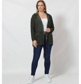 Resim B027h Cebi Pullu Kapüşonlu Gömlek Haki 001 