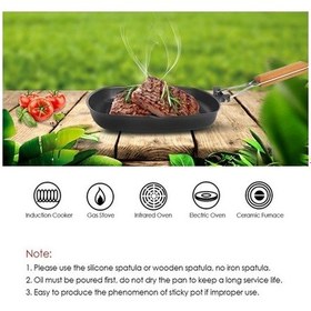 Resim Prestigegoods Geniş Biftek Tenceresi L Gri Demir Ahşap Saplı Yüksek Yoğunluklu Demir Yapışmaz Altın 