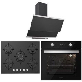 Resim Silverline BO6504B01 - CS5365B01 - 3420 Classy 60 Siyah Cam Ankastre Set 