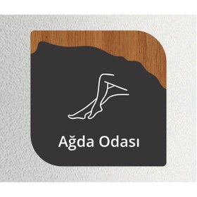 Resim zafrakreklam Ofis -Kapı İsimliği, Yönlendirme Levhası 16x16Cm Antrasit - CEVİZ - AĞDA ODASI 