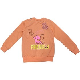 Resim İrem Kız Çocuk Önü Arkası Yazı Resim Desenli Açık Turuncu Renk Sweatshirt 