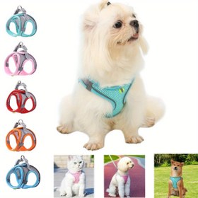 Resim MiTOOE 1 Adet Yumuşak Nefes Alabilir Fileli Kaçışa Karşı Koruyucu Ayarlanabilir Çekmez Reflektif Kürkü Küçük Köpekler ve Kediler İçin - Izgara Desenli Rahat Güvenli Gezme Göğüs Tasması, Çok Renk Seçenekleri, Küçük Nefes Alabilen Köpek Göğüslüğü 