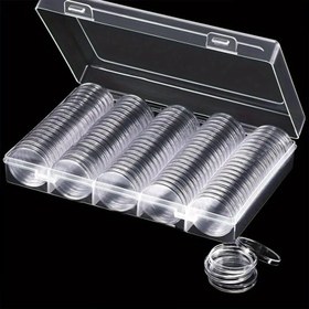Resim 100 adet Premium Şeffaf Madeni Para Koruyucuları - Dayanıklı PE Depolama Kutuları, 27mm ve 30mm, Koleksiyoncular, Ofis ve Okul Malzemeleri için İdeal, Para İşleme Ürünü 
