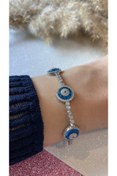 Resim Luna Argento 5'Lİ CAM GÖZ NAZAR SU YOLU 925 AYAR GÜMÜŞ BİLEKLİK 
