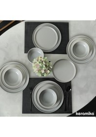 Resim Keramika Takım Yemek Nordıc Mat Gri 18 Parça 6 Kişilik 