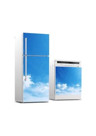 Resim Buzdolabı Ve Bulaşık Makinası Beyaz Eşya Sticker Kaplama Beyaz Bulutlar 