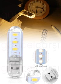 Resim GüncelÇarşı Taşınabilir 3 Led Usb Lamba, Mini Gece Lambası, Kitap Okuma Lambası, Loş Ortam Işığı - Beyaz Işık 