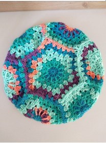 Resim Kemzey Handmade El Yapımı Ressam Beresi , Kadın Ressam Bere, Renkli Kadın Bereleri Mor - Yeşil 