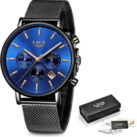 Resim Hanyang Siyah Gül Mavi Lıge Yenı Moda Erkek Saatler Top Marka Lüks Gül Altın Kuvars Izle Erkekler Rahat Su Geçirmez Spor Izle Relogio Masculino (Yurt Dışından) 