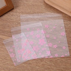 Resim 100 Yarı Şeffaf Pembe Kiraz Çiçeği Yaprak Kendinden Kapama Çantaları, Kendinden Yapışkanlı Hediye Ambalaj Çantaları, Tatil Hediye Süsleme Çantaları., Kırtasiye, En İyi Noel İçin 