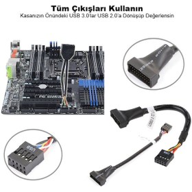 Resim Maviaybilisim 19 Pin Usb 3.0 To 9 Pin Usb 2.0 Çevirici Kablo - 10cm 