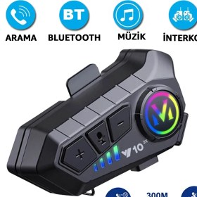 Resim Robeve Y10-2X Bluetooth Kask Intercom Kask Interkom 2 Kişi Bağlantılı Kask Intercom Motorsiklet Intercom Bluetooth 5.2 Intercom 