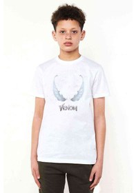 Resim Venom Baskılı Unisex Çocuk Beyaz T-Shirt 