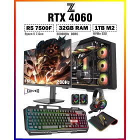 Resim Zeiron Warrior Spine X12 Ryzen 5 7500F 32GB 1tb M.2 SSD RTX4060 27" 280Hz Sıvı Soğutmalı Oyuncu Bilgisayarı 