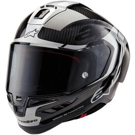 Resim Alpinestars Supertech R10 Carbon Element Spor Motosiklet Kaskı Siyah Gümüş 